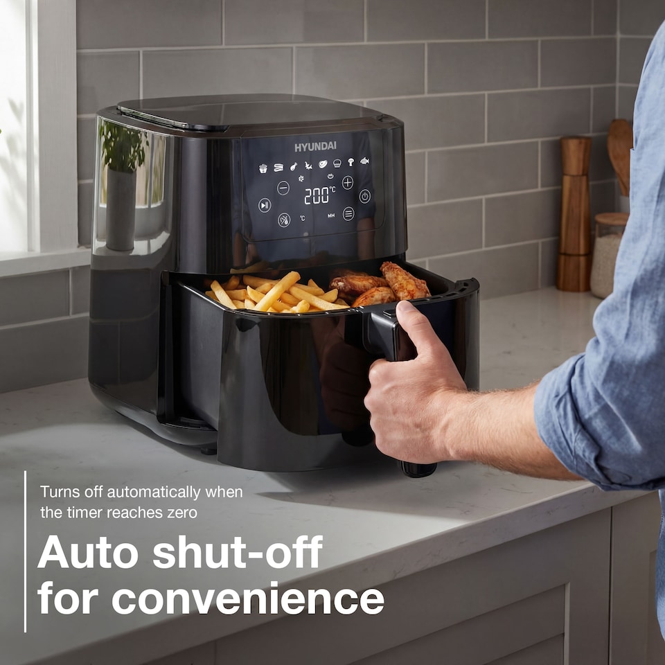 image 1 of Hyundai Digital Air Fryer 1500W 5L 8 Preset Programmes HYAF5001DB