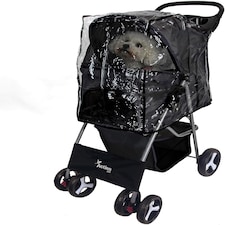 Pet Stroller Dog Cat Puppy Pram Pushchair Travel Cart Jogging Buggy Carrier (Black with Cover)