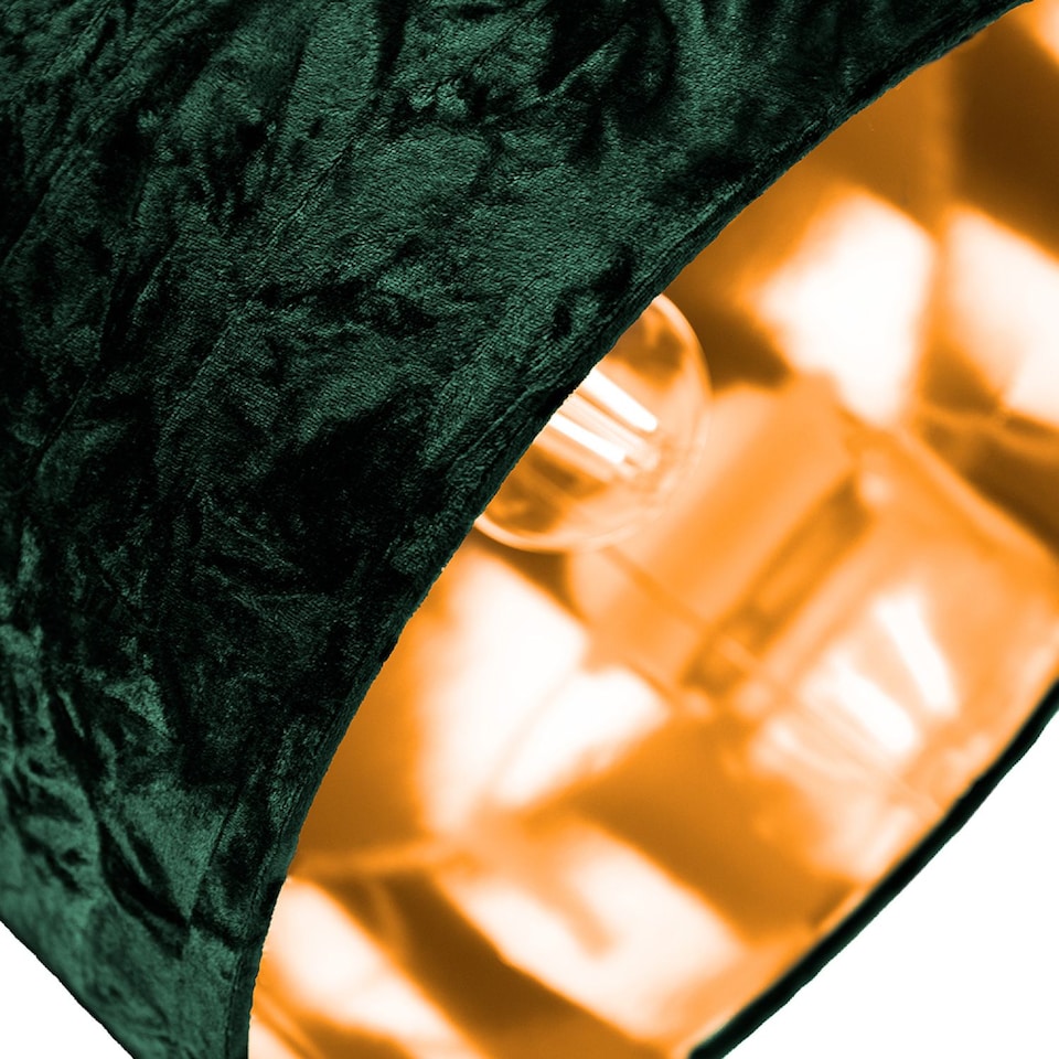 image 1 of Modern Green Crushed Velvet 12" Table/Pendant Lamp Shade with Shiny Copper Inner | Green | Forest Green | 1