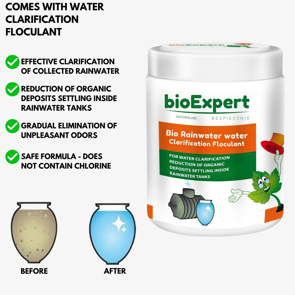 image 1 of Water Butt Kit with Tap, Diverter & Bio Cleaner –  Rainwater Collector for Garden, Balcony & Terrace – Durable Plastic Water Storage Tank | Grey | 350L