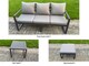 image 3 of Fimous Aluminum Outdoor Patio Furniture Set Modern Patio Conversation Sets with Adjustable Rising Lifting Dining Table Big Footstool Side Table Dark Grey