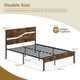 image 2 of COSTWAY Double Metal Bed Frame w/ Wooden Headboard