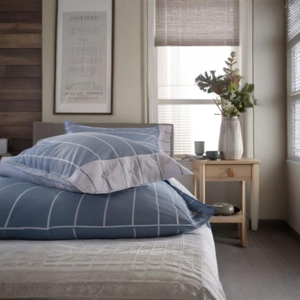 image 1 of TLC Pin Stripe Duvet Set | Blue | Blue | Super King | 1
