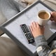 image 4 of OHS Portable Foldable Wooden Work Laptop Stand Lap Tray Multi | Grey and White Marble