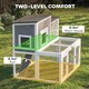 image 3 of PawHut Wooden Rabbit Hutch, Outdoor Bunny Cage with Waterproof Roof | Grey | Grey, Black, White | 97 x 75.5 x 90 cm