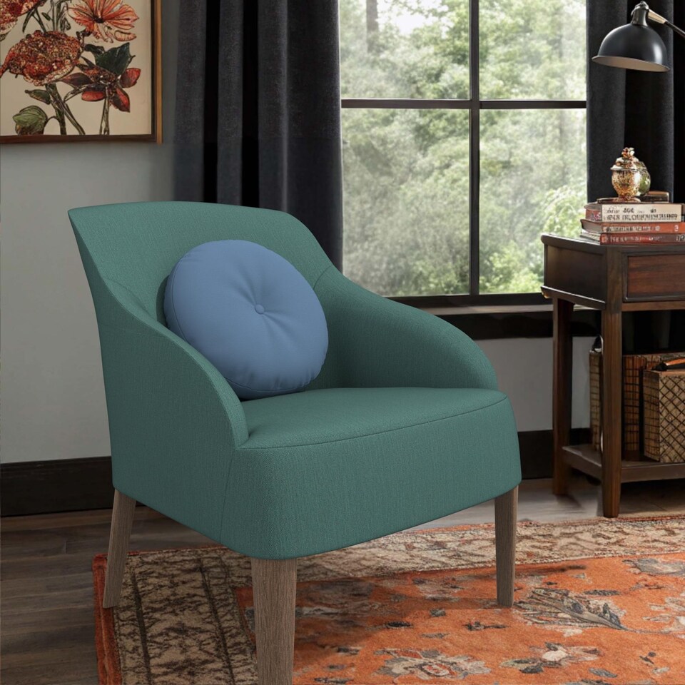 image 1 of Covers&All Button Tufted Round Seat Cushion, Thick Outdoor Indoor Pillows for Patio Benches or Chairs Cushions, Sky Blue