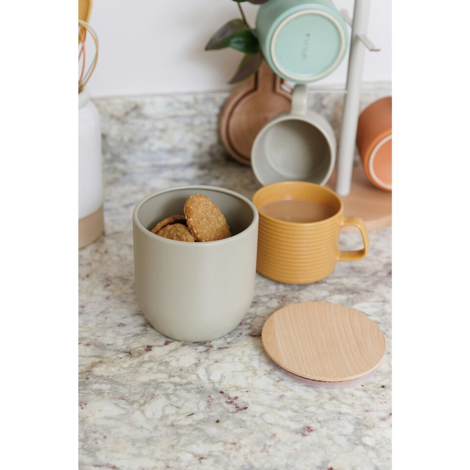 image 1 of KitchenCraft Kitchen Canister Putty Wood 12x12cm