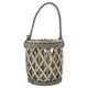 image 1 of JVL Luna Natural Willow Wood Lantern With Braided Rope Handle, Grey Wash