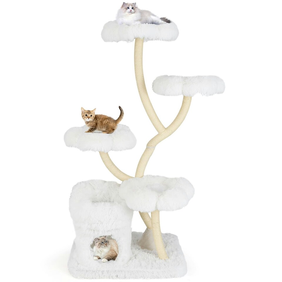image 1 of COSTWAY Freestanding Cat Tower Cat Tree w/ Platforms