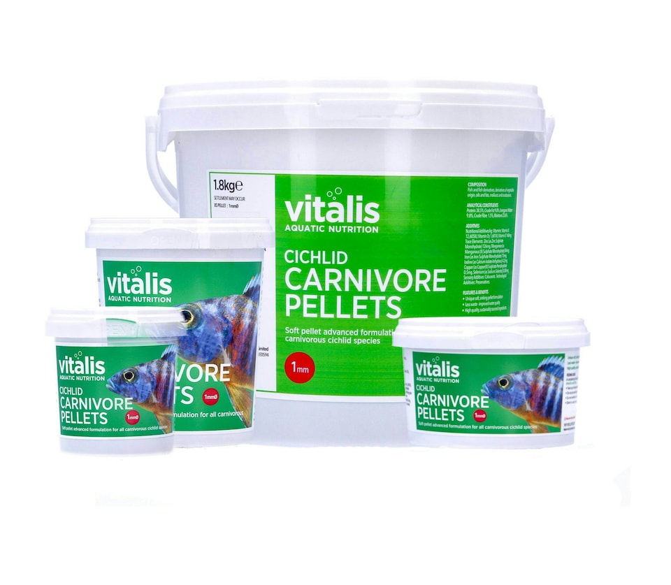 image 1 of Vitalis Cichlid Carnivore Pellets - 1mm Pellets | Multi