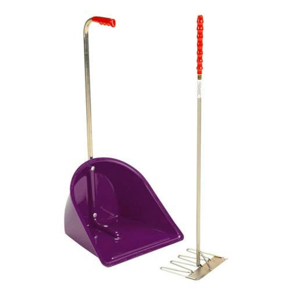 Stubbs Stable Mate Manure Collector With Long Handle Rake - Purple - One Size
