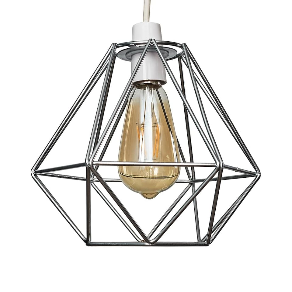 image 1 of ValueLights Diablo Silver Ceiling Pendant Shade & Bulb