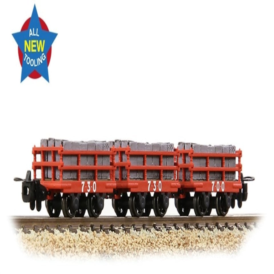 Bachmann Dinorwic Slate Wagon w/Sides Set (3) Red Weathered
