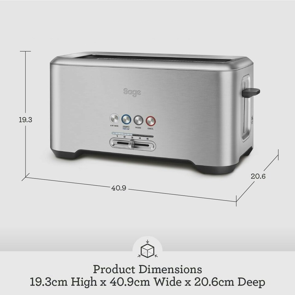 image 1 of Sage The 'A Bit More' Toaster 4 Slice, Brushed Stainless Steel Silver