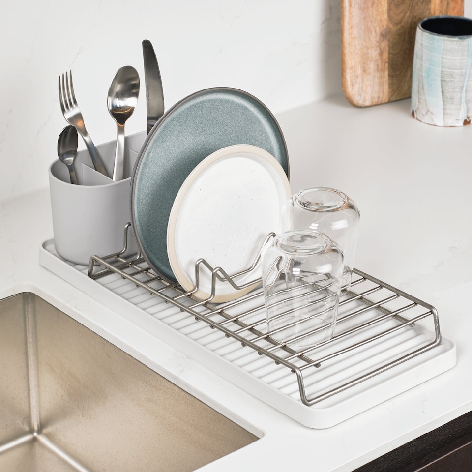 image 1 of ReBorn Recycled Compact Draining Rack | White | Stone