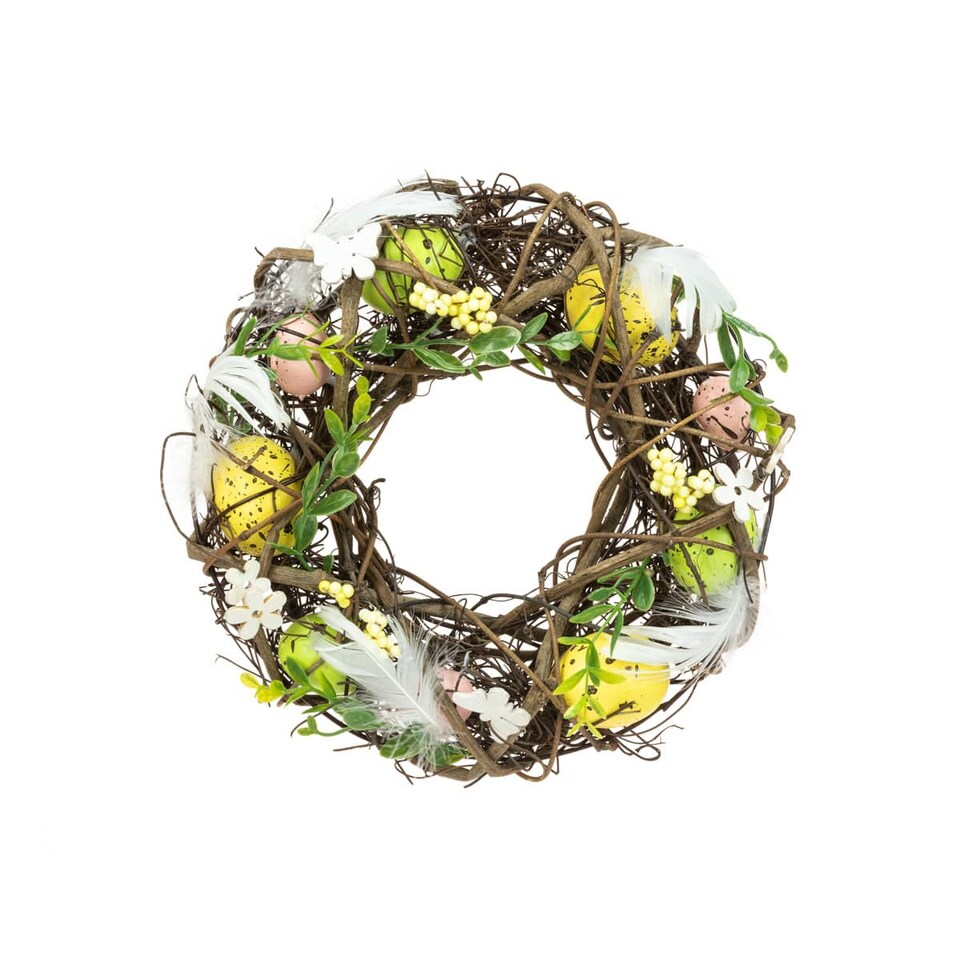 FloralSilk Easter Nest Feather Decorative Wreath