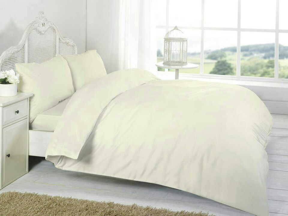 image 1 of Egyptian Cotton 16" Fitted Sheet 200 Thread Count Light - Cream - Double