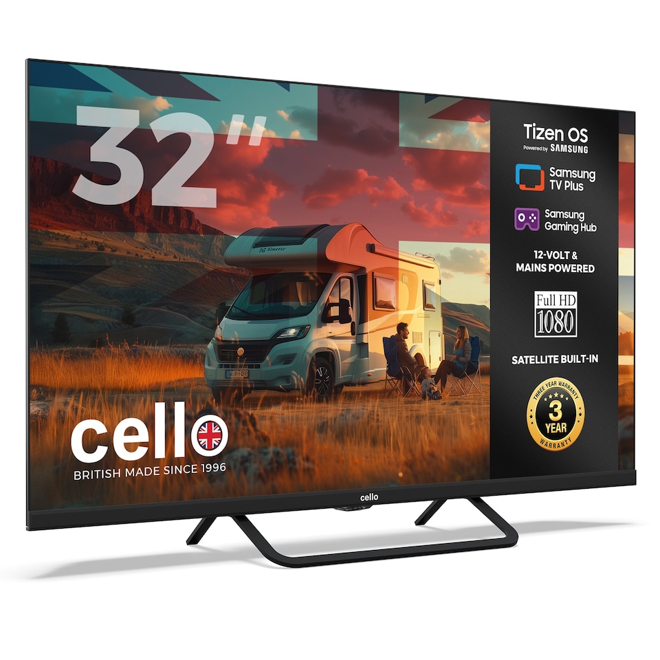 image 1 of Cello CTrav-32TZ 32" Smart Samsung Plus 12-Volt Traveller TV with Gaming Hub & Xbox