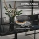 image 4 of Outsunny 5 Piece Garden Dining Set, 4 Seater Outdoor Table and Chairs with Texteline Seat, Space Saving Cube Set with Foldable Backrest, Tempered Glass Table Top, for Patio, Black