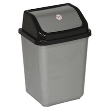 30L Plastic Recycling Bins with Swing Lids | Black | 1