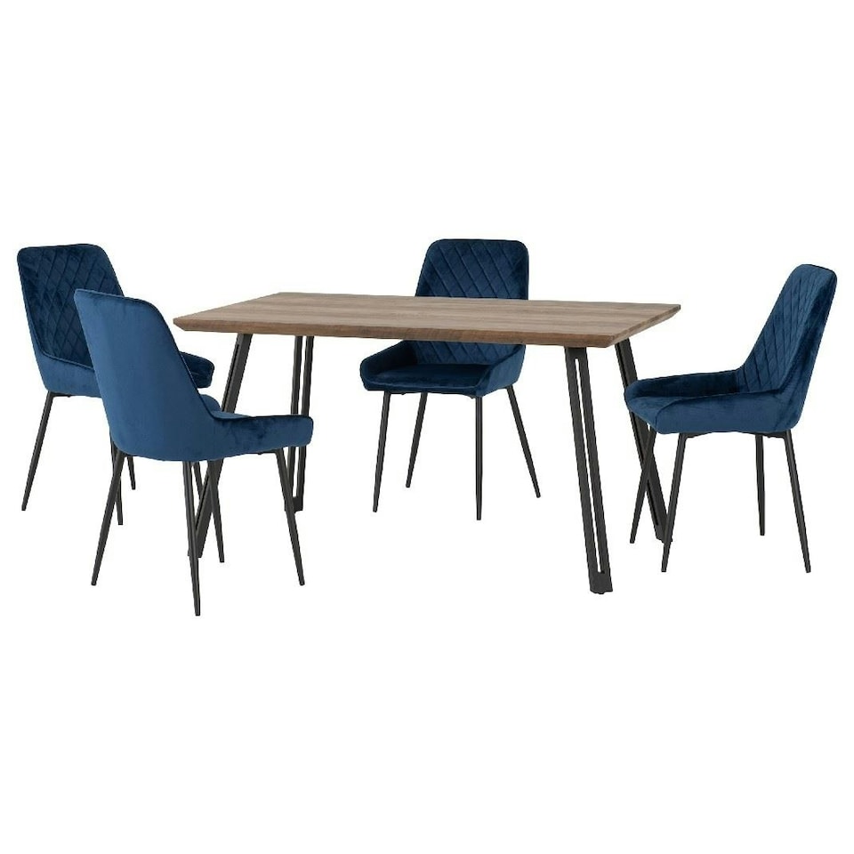 image 1 of Quebec Straight Edge Dining Set with 4 Avery Chairs Blue | Sapphire Blue