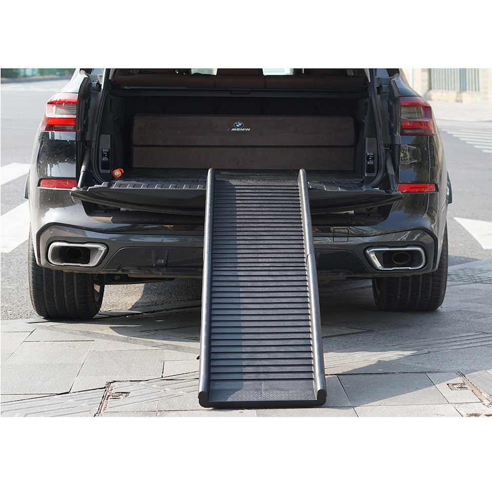 image 1 of Gr8 Garden Dog Pet Ramp Plastic Folding Lightweight Strong Bi Fold Travel Car Van Portable