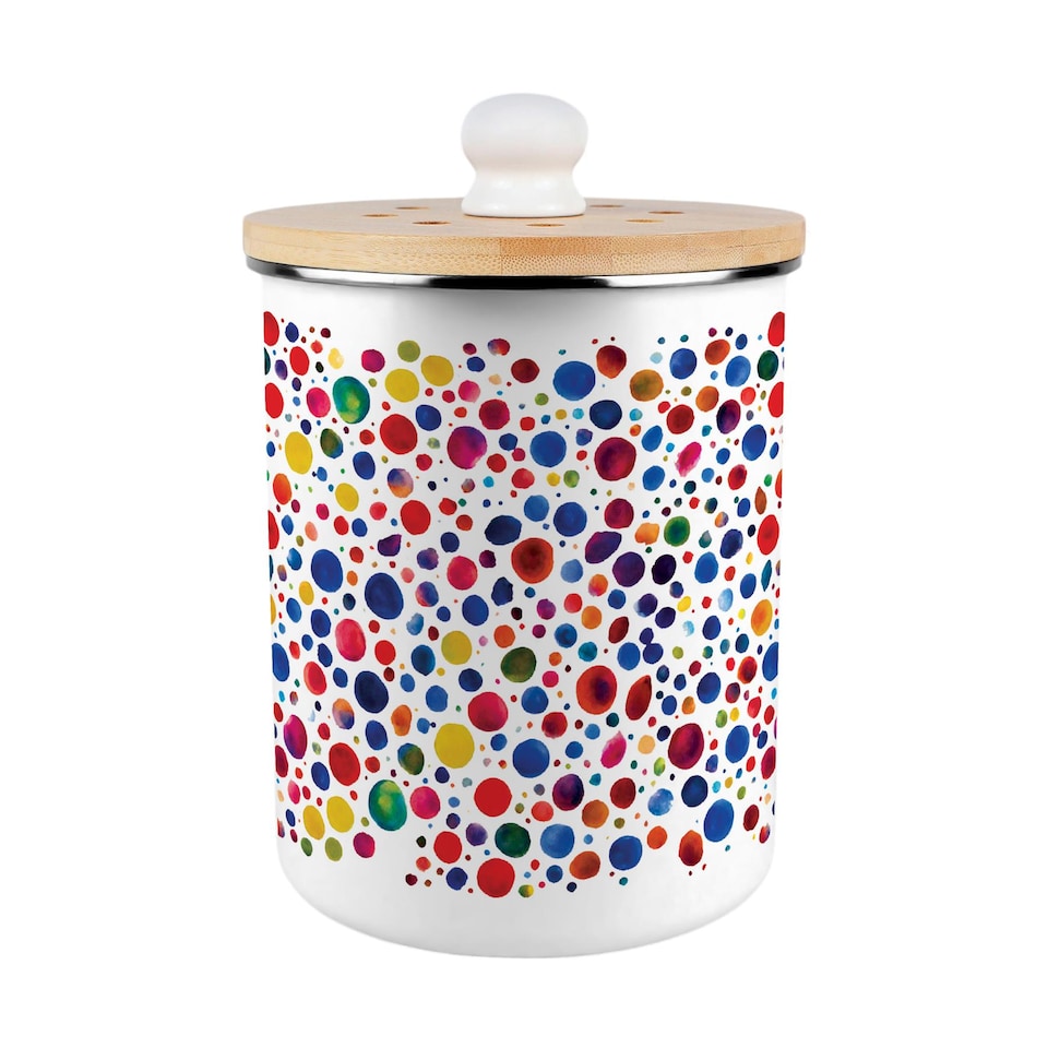 image 1 of Paint Dots Food Waste Caddy - Metal 2L Decorative Kitchen Compost Bin