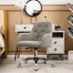 image 4 of COSTWAY Adjustable Rolling Upholstered Accent Armchair Grey