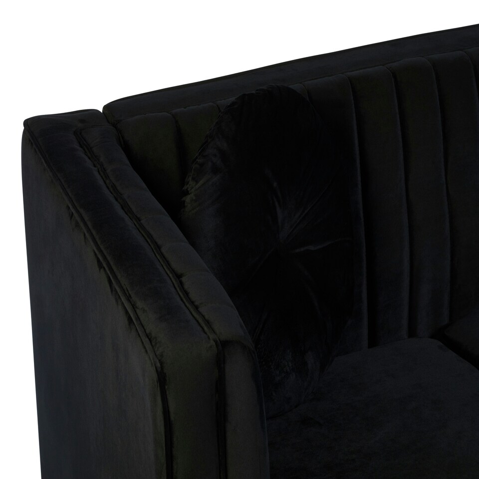 image 1 of Farah Two Seat Black Velvet Sofa Black