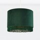 image 3 of First Choice Lighting Set of 2 Spruce Green Velvet With Gold Inner Tassled Light Shades Green | Gold
