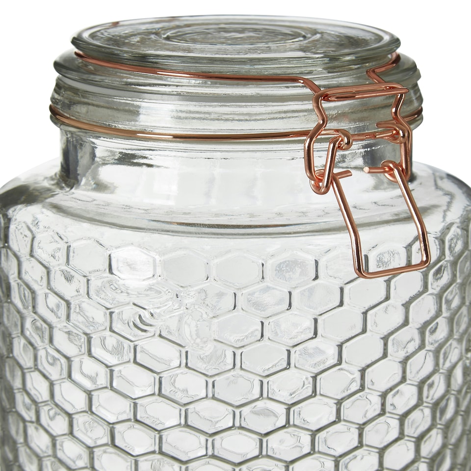 image 1 of Essentials by Premier Apiary Rose Gold Wire Large Glass Jar