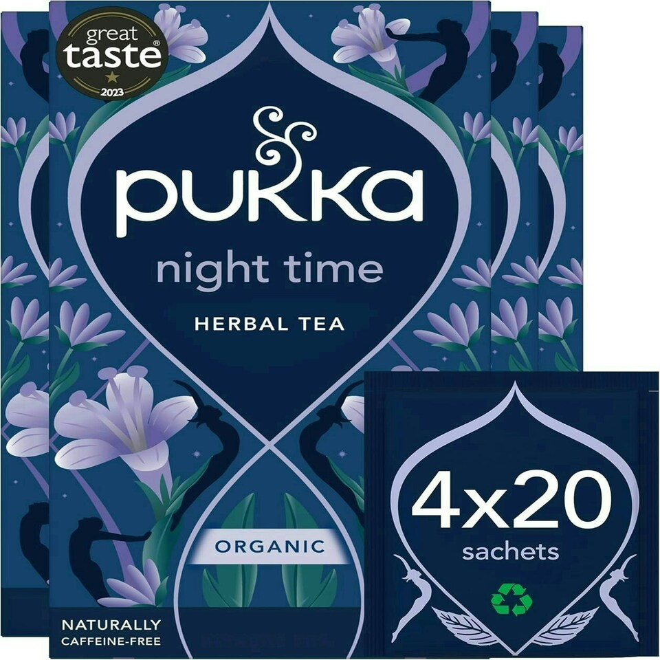image 1 of Pukka Herbs Organic Herbal Tea, Night Time, 4 Packs, 80 Teabags 4