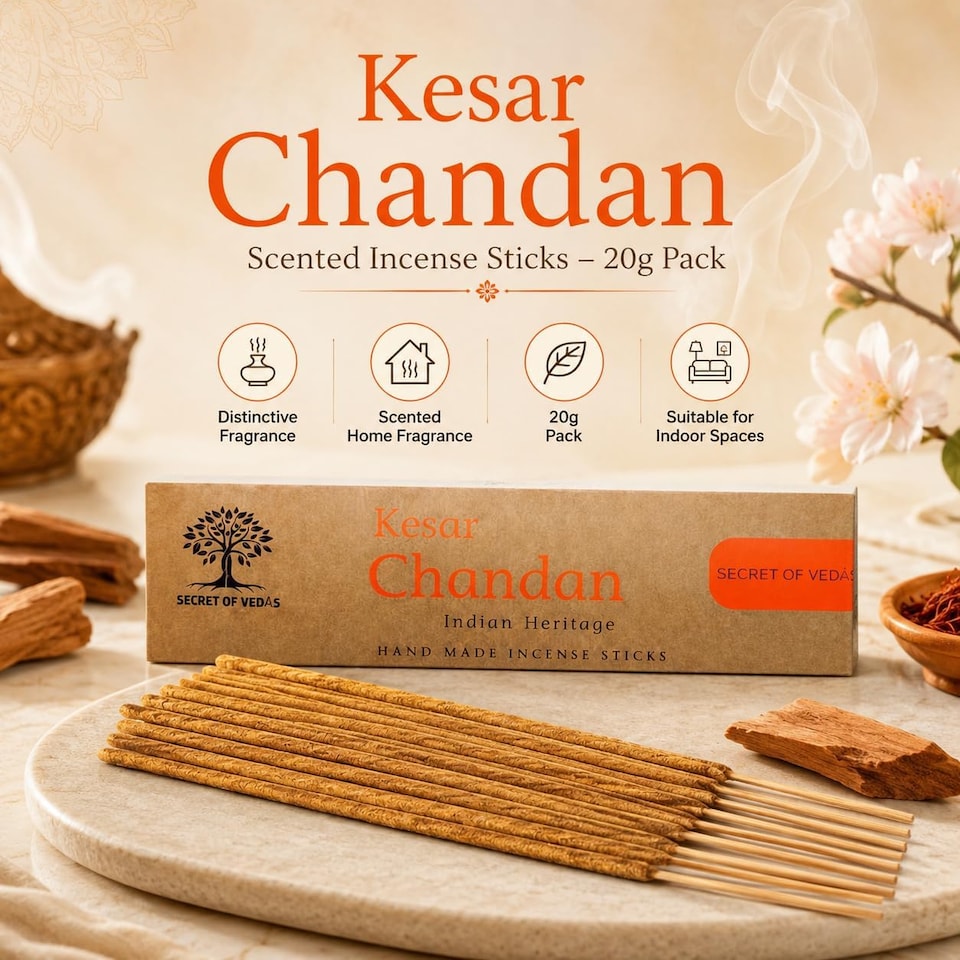 image 1 of Kesar Chandan Incense Sticks 20g Pack of 1 – Scented Home Fragrance Agarbatti