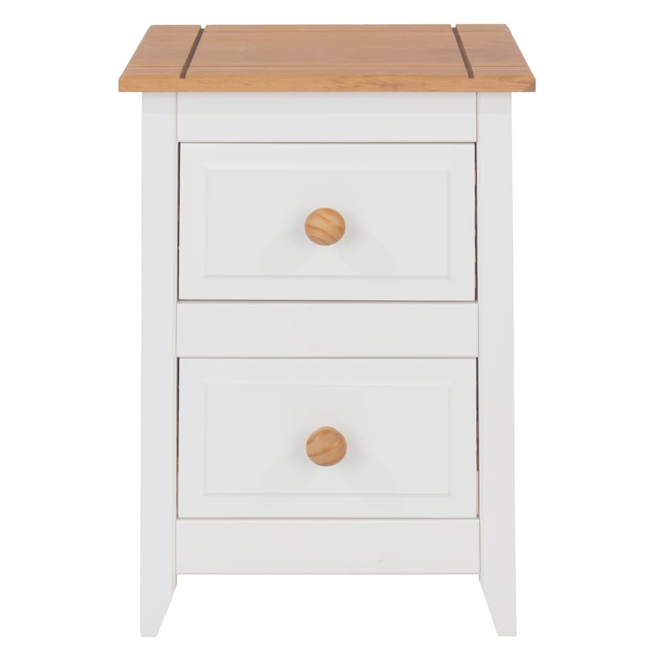 image 1 of Capri White 2 Drawer Petite Bedside Cabinet - Shaker Style, Coastal & Country Bedroom Furniture | White | White | One Size | 1