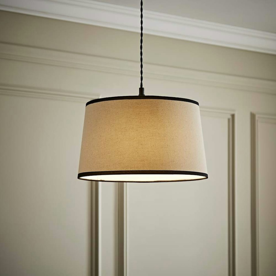 image 1 of ValueLights Aspen Medium Black Trim Tapered Lamp Shade Black