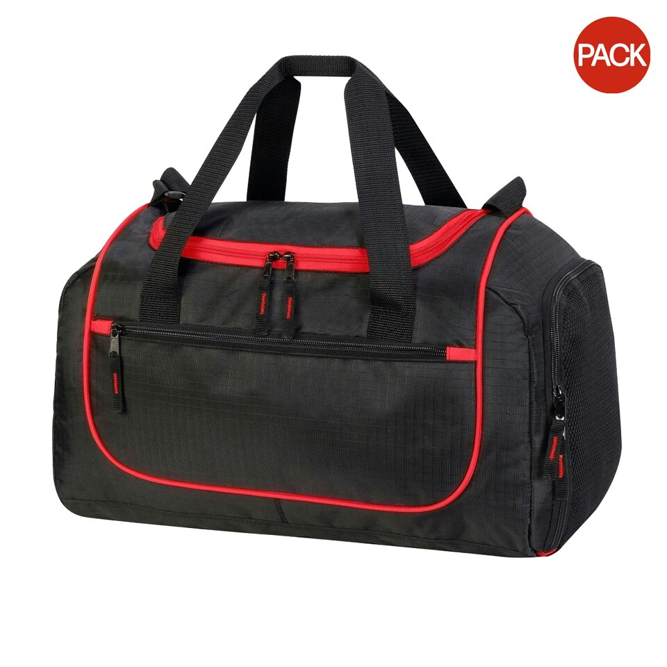 image 1 of Shugon Piraeus Shoulder Strap Holdall Bag (Pack of 2) - Black/Red - One Size