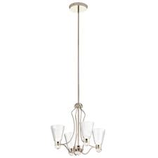 Kichler Kayva Integrated LED Multi Arm Pendant Ceiling Light Polished Nickel, 3000K, IP44