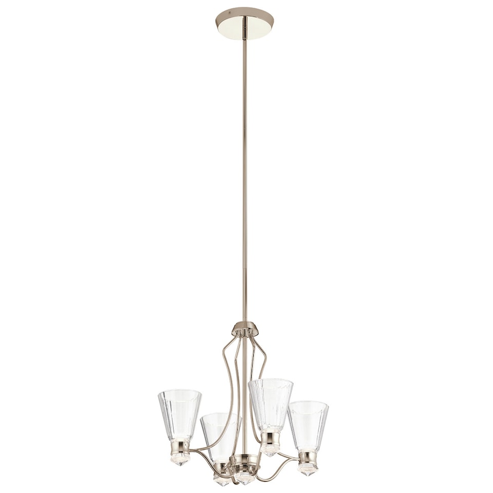 image 1 of Kichler Kayva Integrated LED Multi Arm Pendant Ceiling Light Polished Nickel, 3000K, IP44