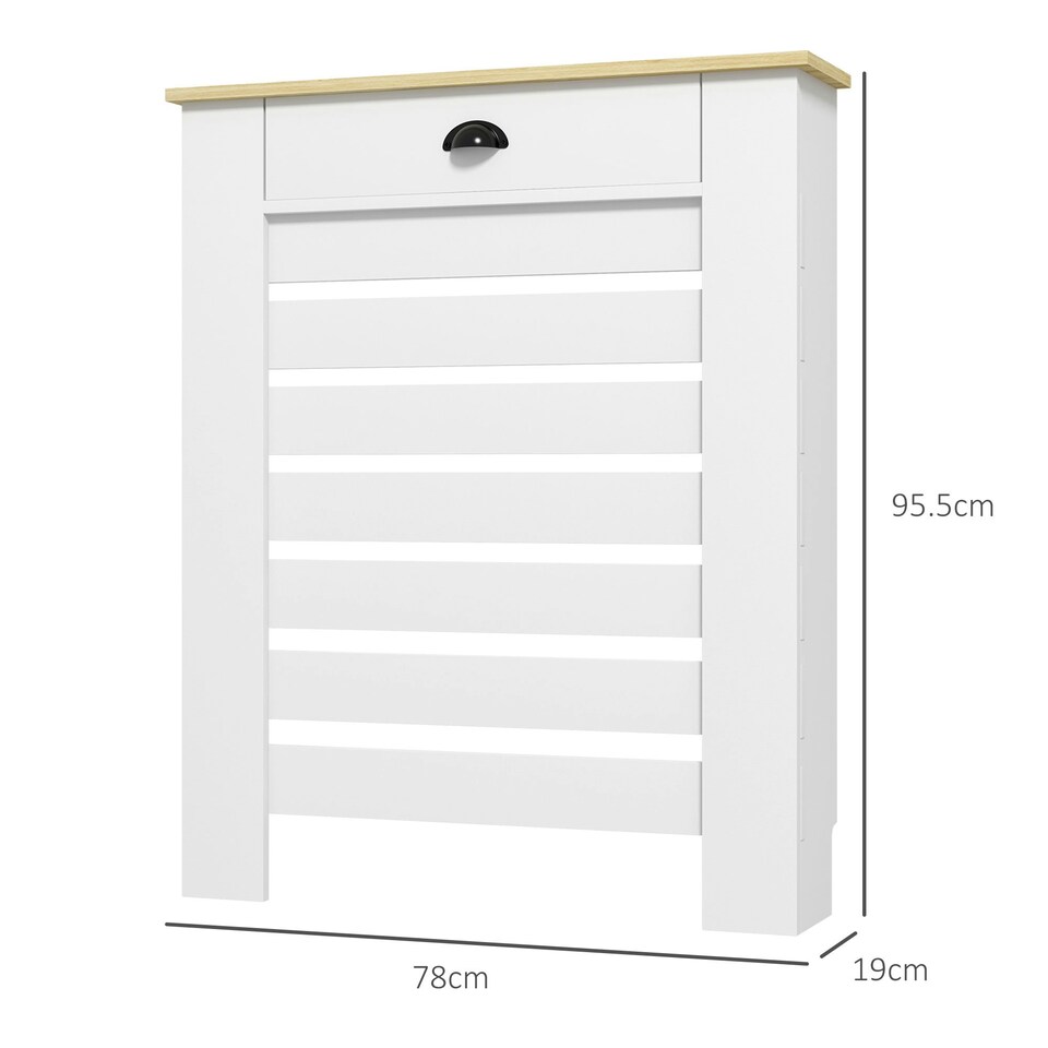 image 1 of HOMCOM Radiator Cover with Drawer, Horizontal Slat, 78cm, White