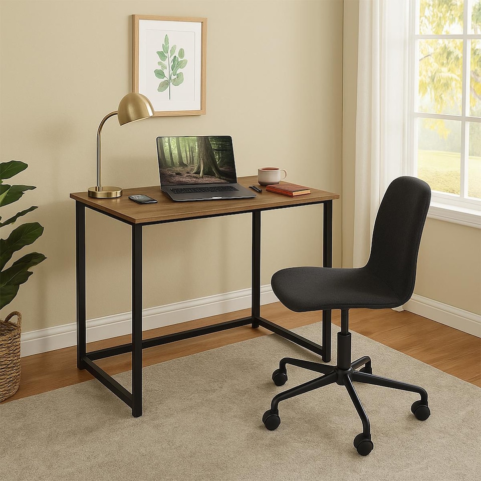 image 1 of House of Home Computer Desk Brown Wood Foldable Study Coffee Table Laptop Office PC Folding for Storage | Brown