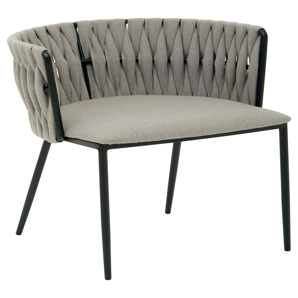 image 1 of Interiors by Premier Grey Dining Chair with Woven Back, Classic Dining Room Chair with Braided Pattern, Fabric Dining Chair Grey