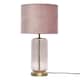 image 2 of Set of 2 Walpole - Blush Glass and Antique Brass 49cm Table Lamps with Pink Velvet Shade | Yellow | Pink | Large | 2