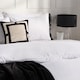 image 2 of OHS Contrast Frill Edge Duvet Cover Set with Pillowcase Microfibre Bedding | White | White/Black | Single