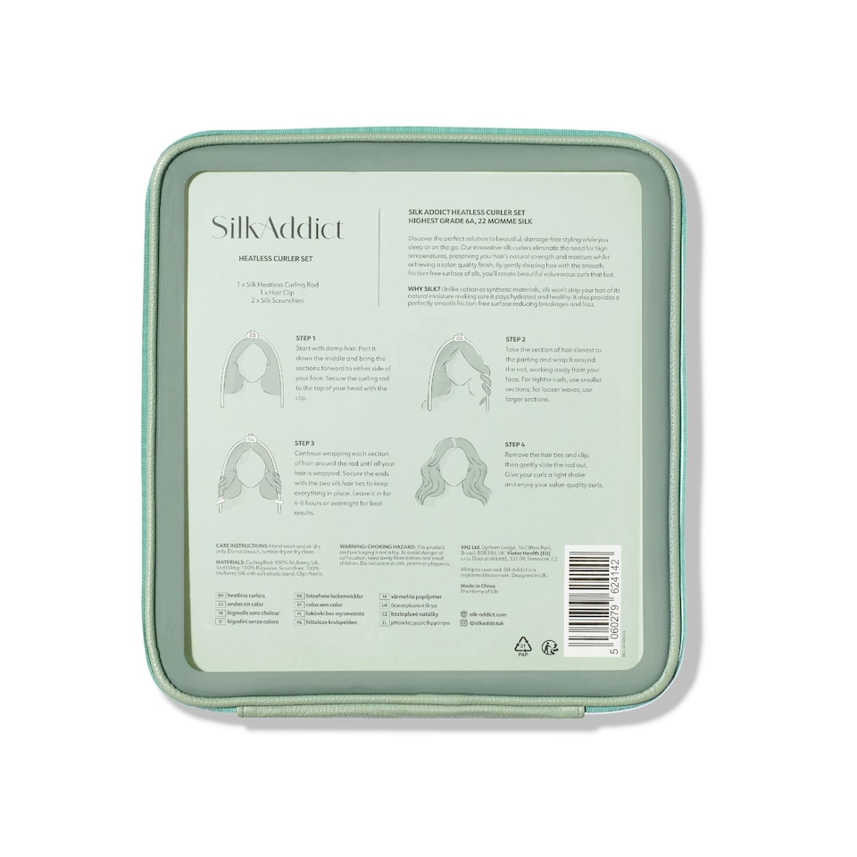 image 1 of Silk Addict 100% Mulberry Silk Heatless Curlers Set - Olive Green