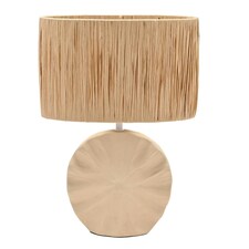 Hestia Beige Ceramic Lamp with Raffia Shade Cream | Beige