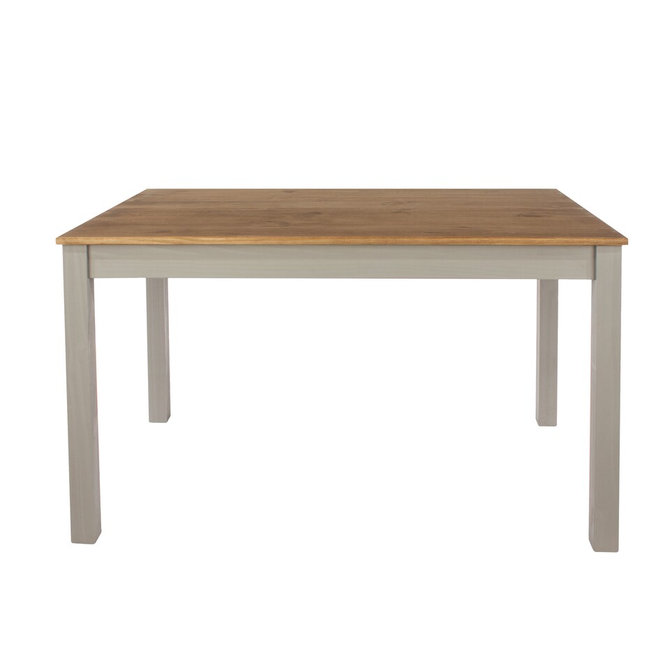 image 1 of Corona Linea Rectangular Solid Pine Dining Table with Antique Wax Top - Grey Wash Finish for Dining Room | Grey | Grey | Medium | 1
