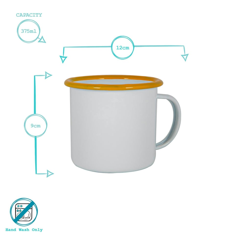 image 1 of Argon Tableware White Enamel Mugs - 375ml - 6 Colours Multi