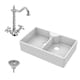 image 1 of Fireclay Double Bowl Butler Kitchen Sink - 895mm Stepped Weir with Classic Tap & Wastes - Elegant Ceramic Design by Balterley