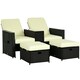 image 1 of Outsunny Recliner Rattan Sun Lounger w/ Storage Tea Table & Footstools, Balck