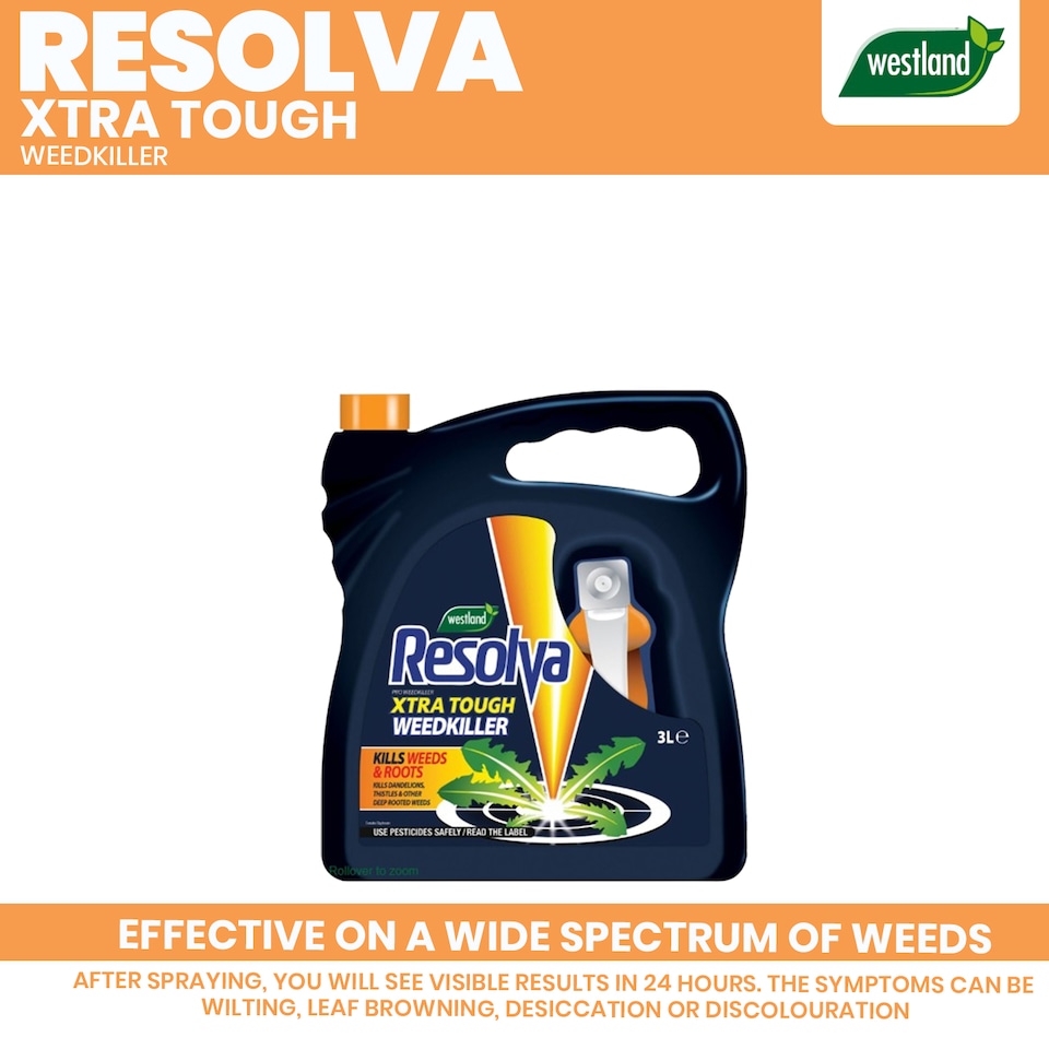 image 1 of Resolva Pro Xtra Tough Weed Killer 3L Ready to Use Fast-Acting Herbicide for Weeds Brambles & Tough Vegetation Visible Results in Hours | Yellow